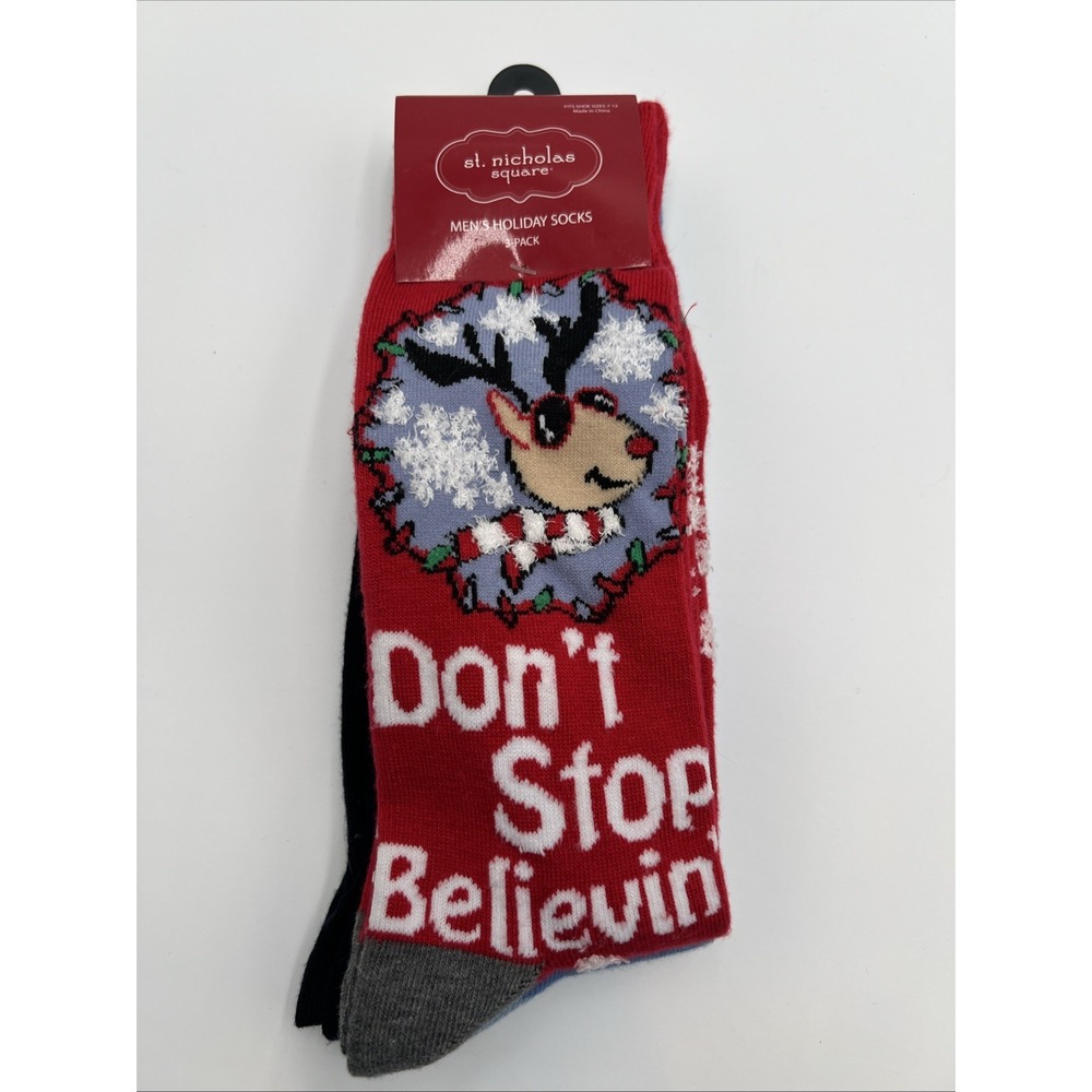 St Nicholas Square 3pk Mens Holiday Socks $12 NWT Fits Shoe Sz‎ 7-12